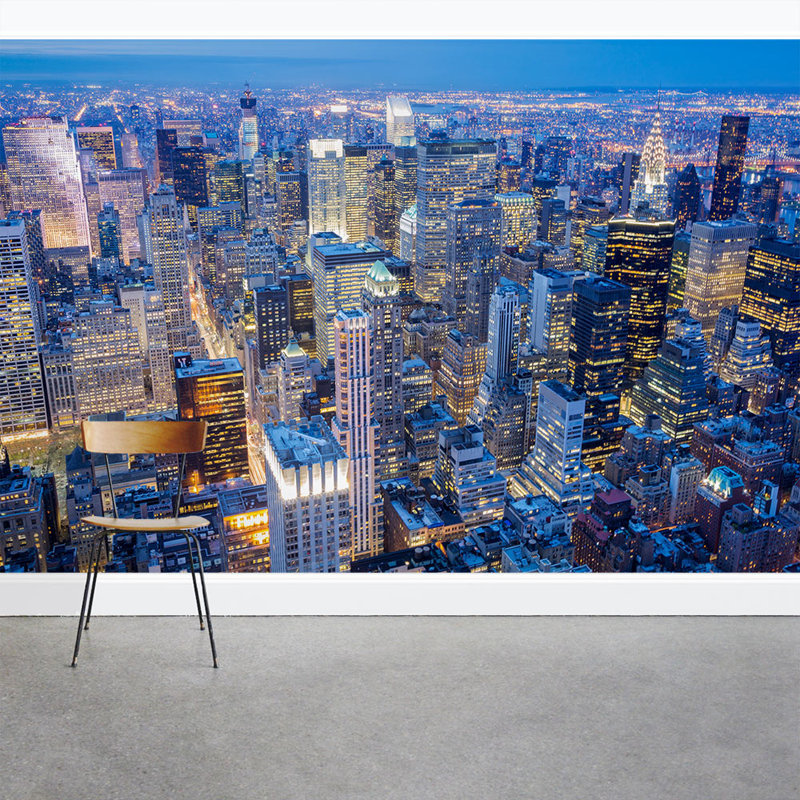 Wallums Wall Decor Big City Lights 8' x 144" 3 Piece Wall Mural Wayfair